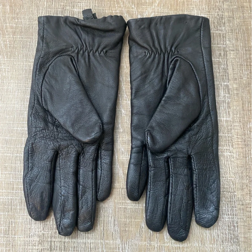 Altare Black Leather Gloves Womens S Argyle Green Contrast Lined Winter Driving